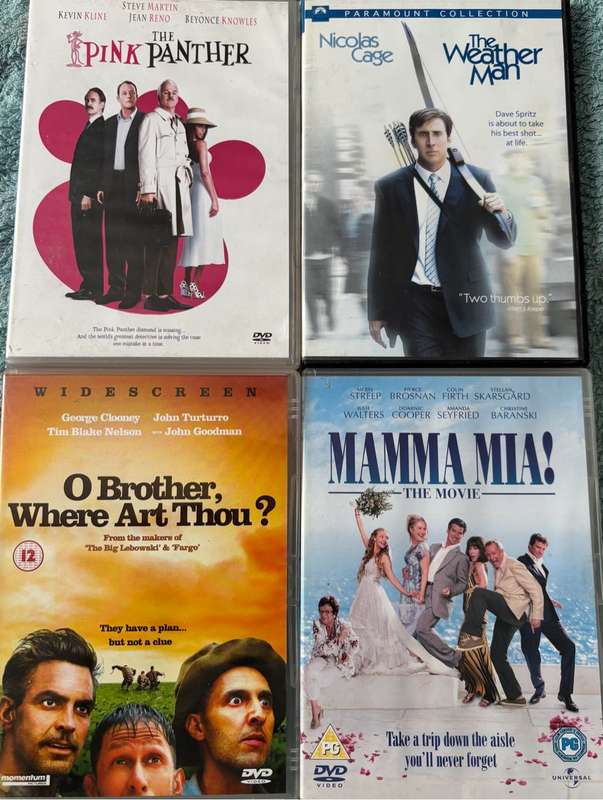 DVD x 4, Pink Panther, Mamma Mia, Weather Man &O Brother Where Art Thou?
