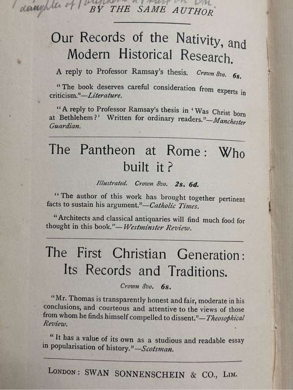 Genesis and Exodus as History A Critical Enquiry 1906 by James Thomas