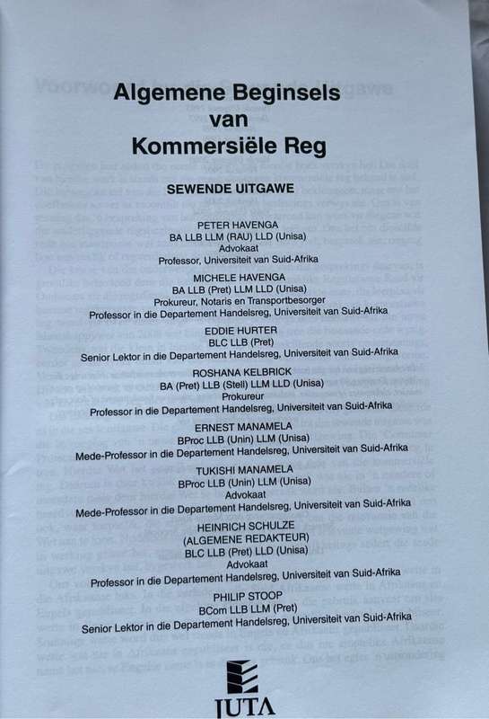 Kommersiele Reg Algemene Begunsels 7de Uitgawe Peter Havenga, Michele Havenga