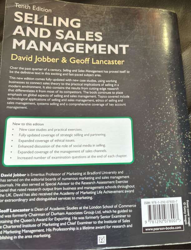 Selling and Sales Management 10th Edition by David Jobber & Geoff Lancaster