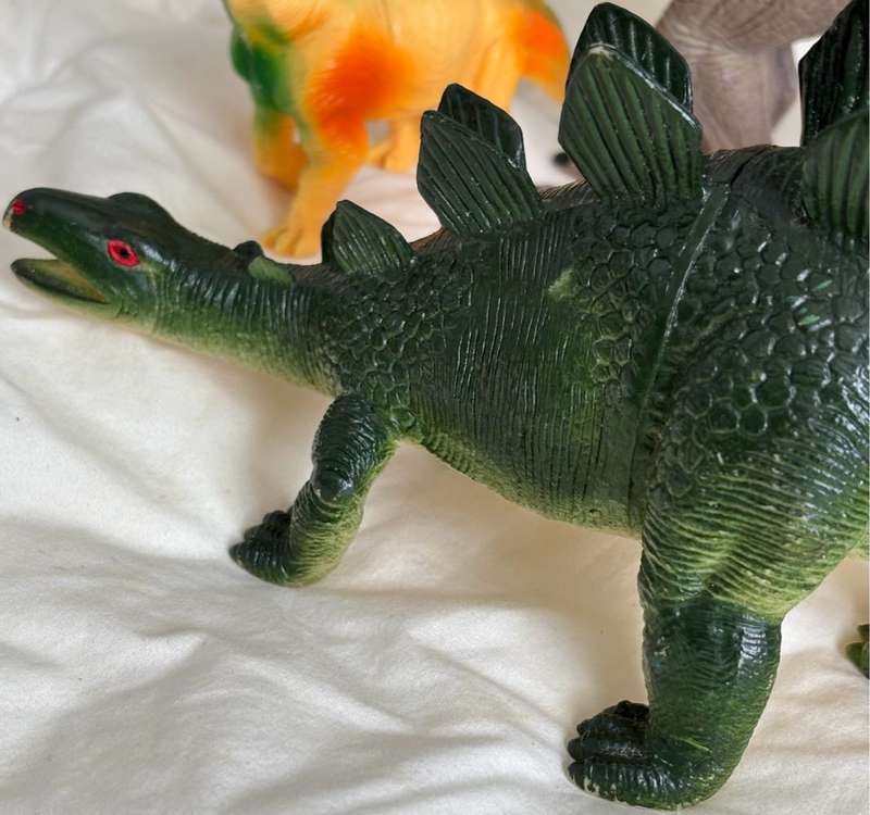 Dinosaurs Figures Stegosaurus 29cm x 13cm, Gigantosaurus 30cm x 14cm, Triceratops & Brontosaurus