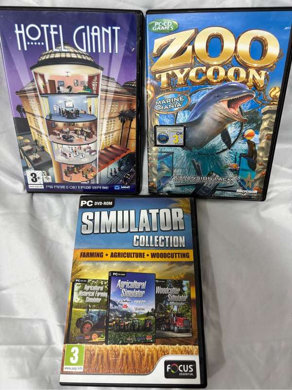 PC DVD and CD Games Combo Zoo Tycoon , Simulator Collection , Hotel Giant
