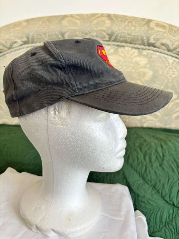 Superman Embroidered Baseball Hat Grey Vintage