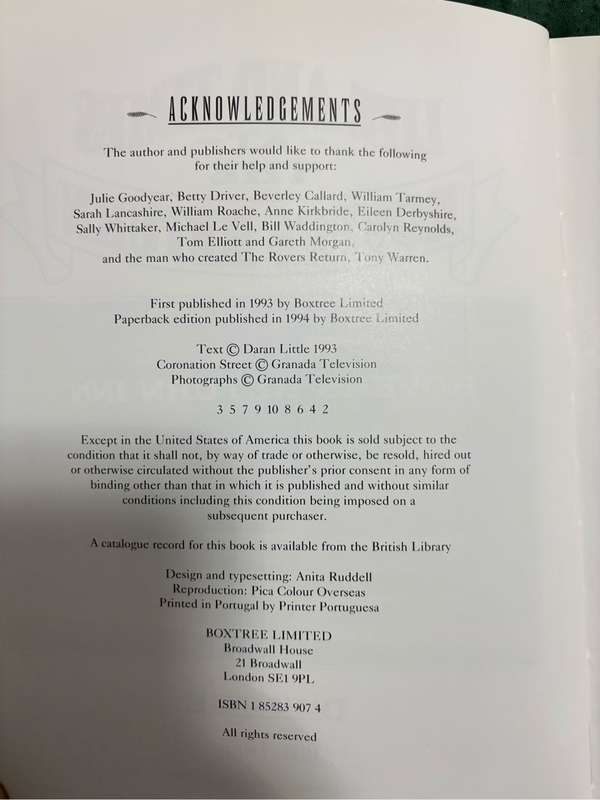 Life and Times at the Rovers Return Coronation Street foreword Julie Goodyear Signed