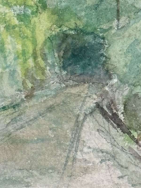 Watercolour signed Wilson England 44 Road Trees