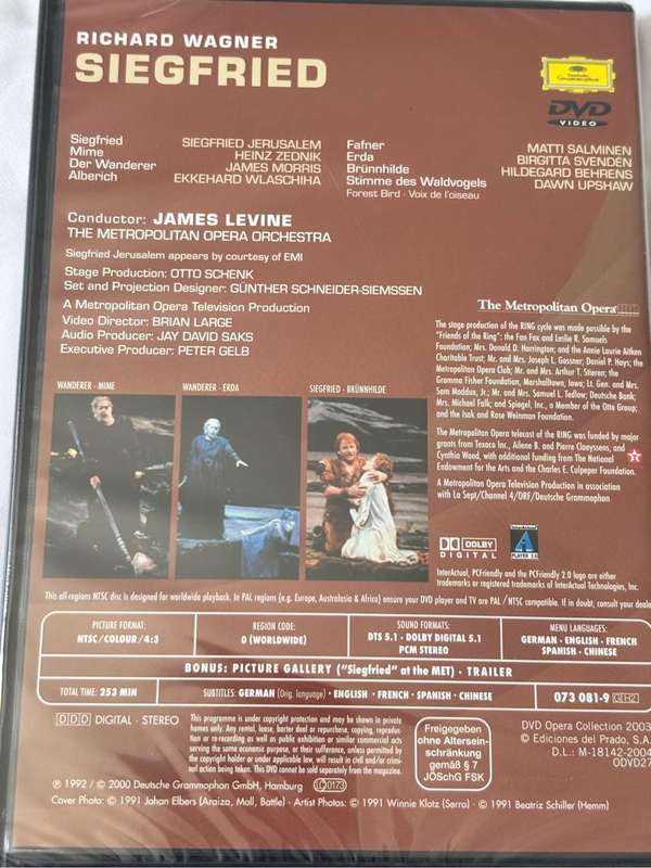 New DVD Opera Collection Lot 5, Macbeth, Arabella, Siegfried, Salome and Lelisir damore