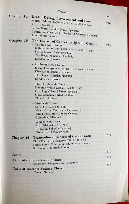 Oncology for Nurses Volume 2, Care and Support Robert Tiffany