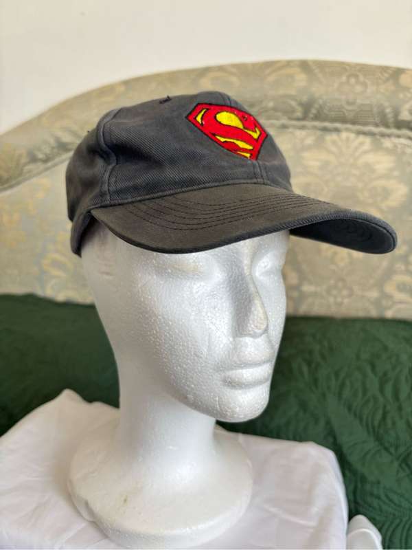 Superman Embroidered Baseball Hat Grey Vintage