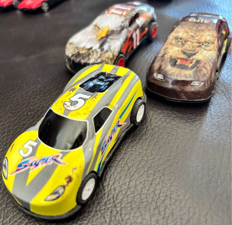 Die-Cast Racing Cars Full Animal Skin x 3