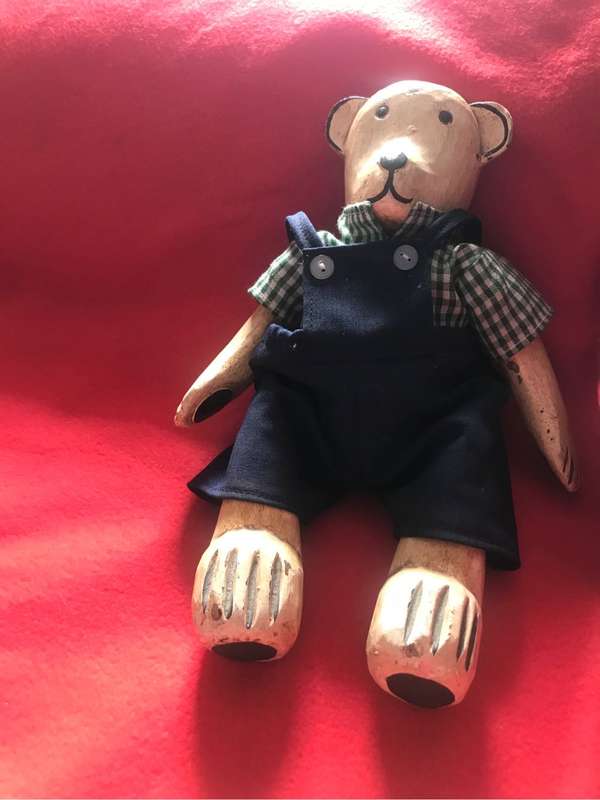 Vintage Wooden Bears with Movable Arms & Legs Dressed