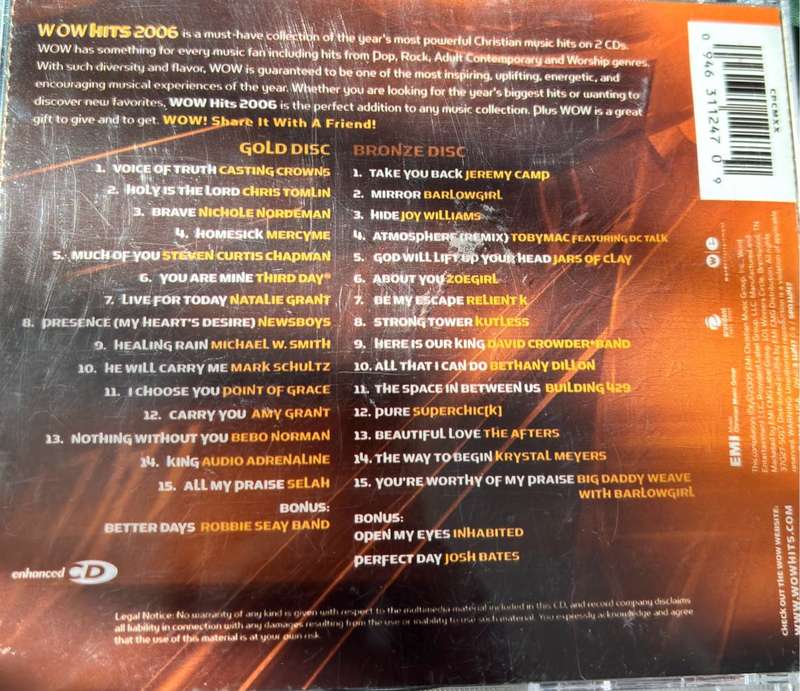 Music CD x 3, Wow Hits 2004,2006 & 2009 Collectable