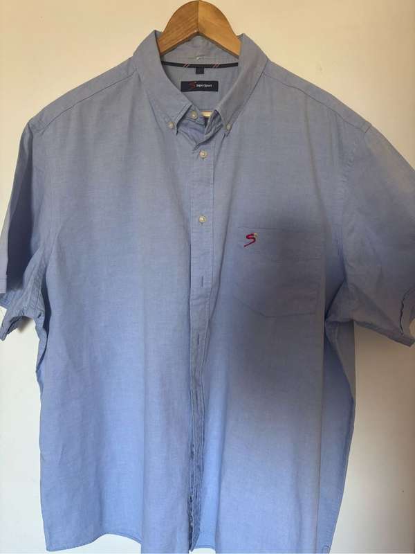 Super Sport Shirt Short Sleeve Mens XXL Blue