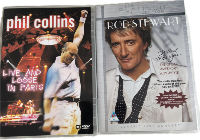 2 Music DVDs Phil Collins live & Rod Stewart Live Rare Combination