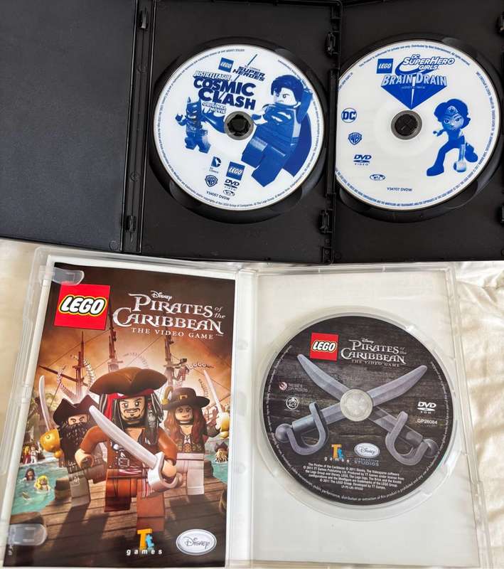 2x Lego Movies Justice League & DC Superhero Girls l, PC DVD Pirates of the Caribbean