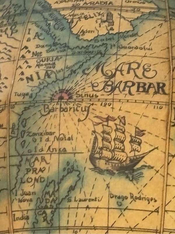 Vintage 1950s Wood decoration World Globe Old Language