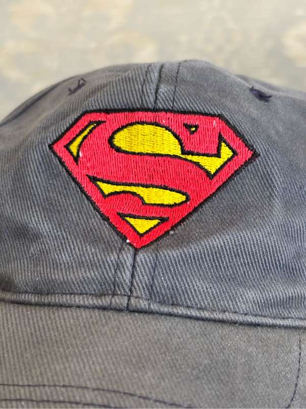 Superman Embroidered Baseball Hat Grey Vintage