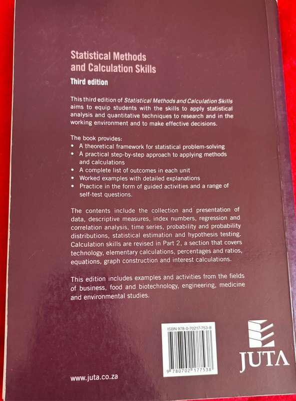 Statistical Methods and Calculation Skills 3rd Edition Isabel Willemse