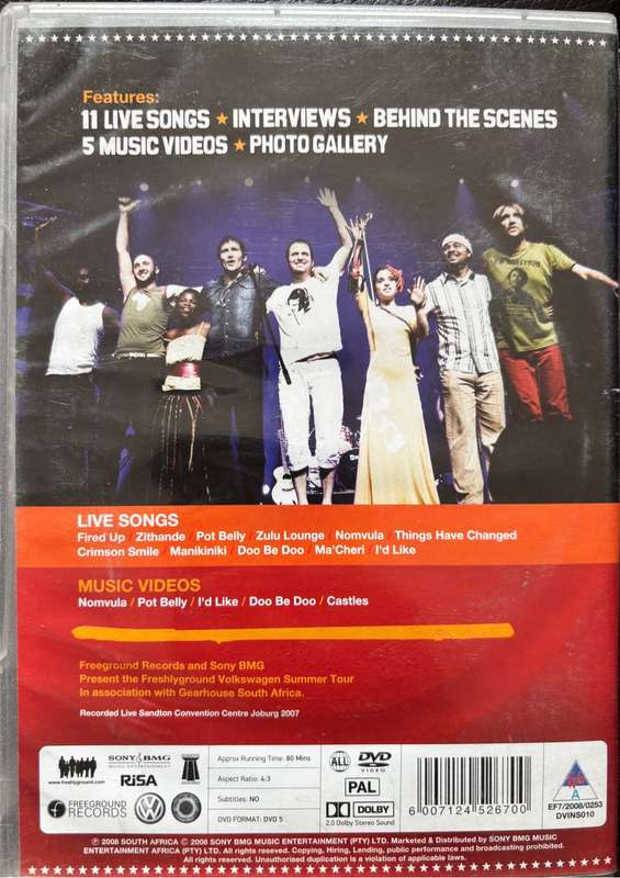 Music DVDs x 2 Freshly Ground Live SA Tour & Sierra Leones Refugee All Stars