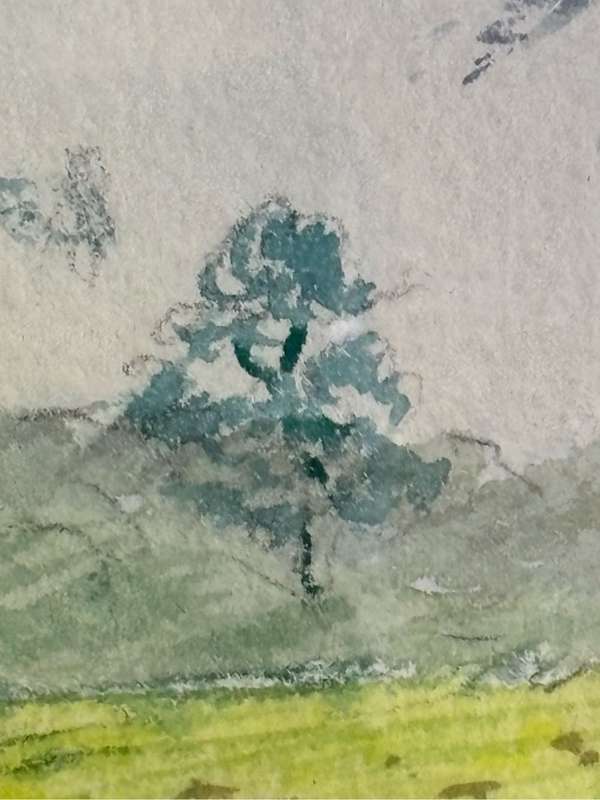 Watercolour signed Wilson England 44 Road Trees