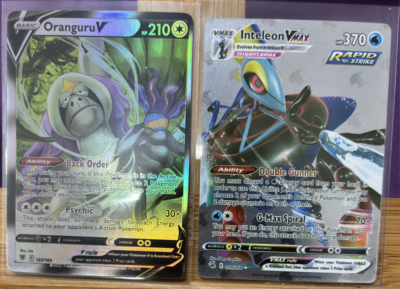 Pokemon Full Art Holos V Max Inteleon 79/264 & Oranguru V 133/189 Sword & Shield Astral Radiance