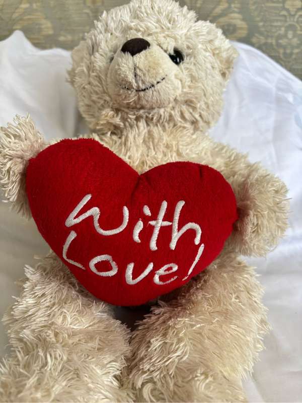 Valentine Teddy Bear Cream Red Heart With Love