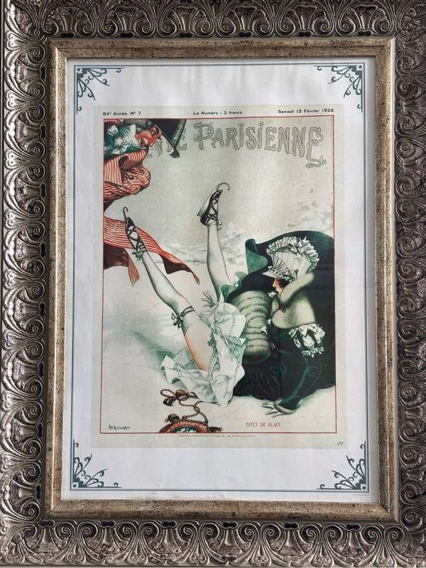 La Vie Parisienne Herouard 3 x limited prints 2/50 antique magazine 58cm x 45cm with Frame