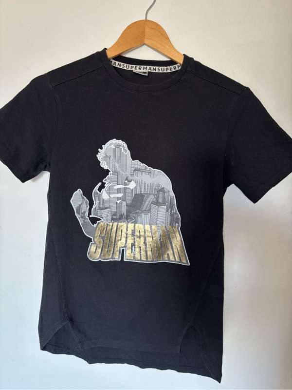 Superman T Shirt Black Boys 13/14 Years Vintage