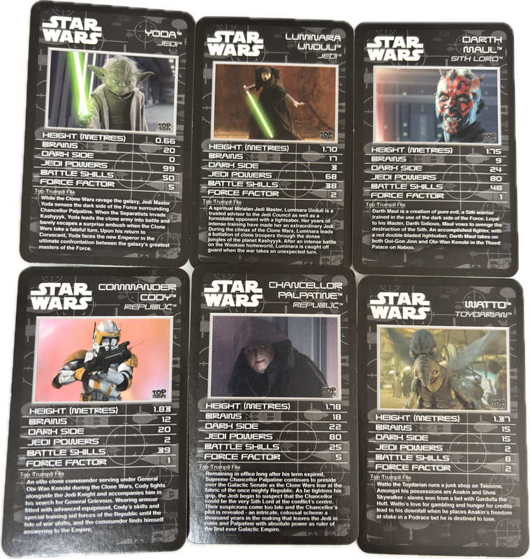 Star Wars Episode 1-111 30 Trumps Cards Lucas Film Ltd