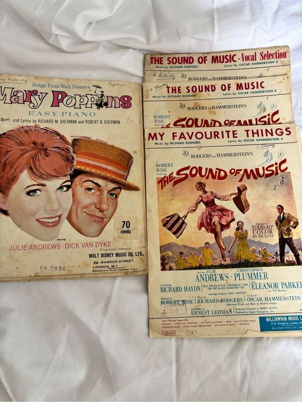 Mary Poppins x 1, Sound of Music x 3 Sheet Music Lot Original 1963/64