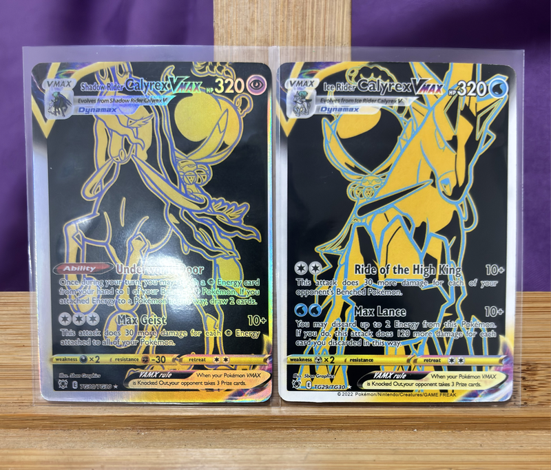 Pokémon Full Art Ice Rider Calyrex secret rare tg29/tg30 & Shadow Rider tg30/tg30