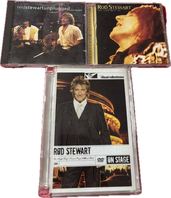 Rod Stewart Music DVD On Stage & 2 CDs Very Best of and Unplugged