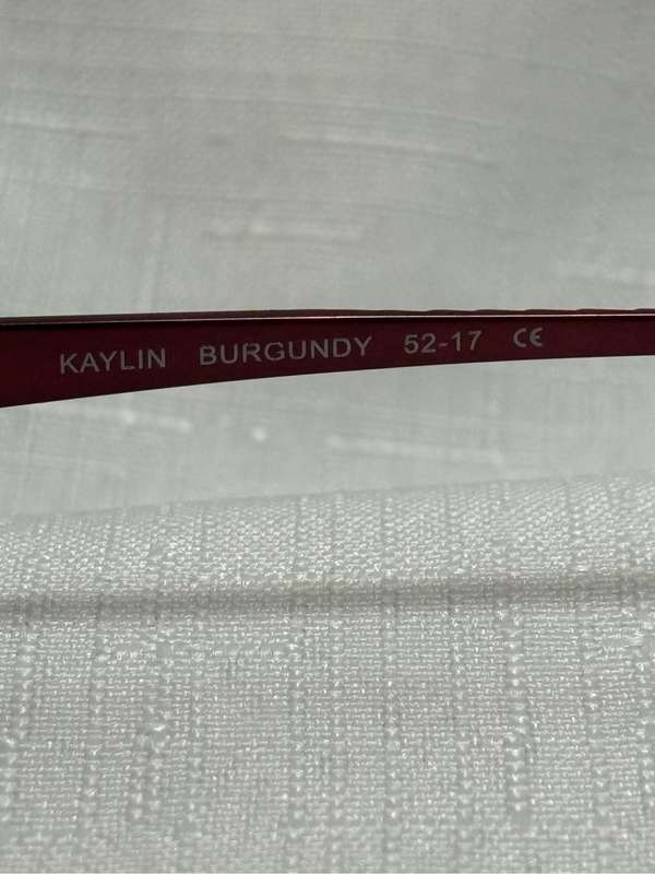 Kaylin Eyeglass Frame Burgandy 52-17 Italian Design