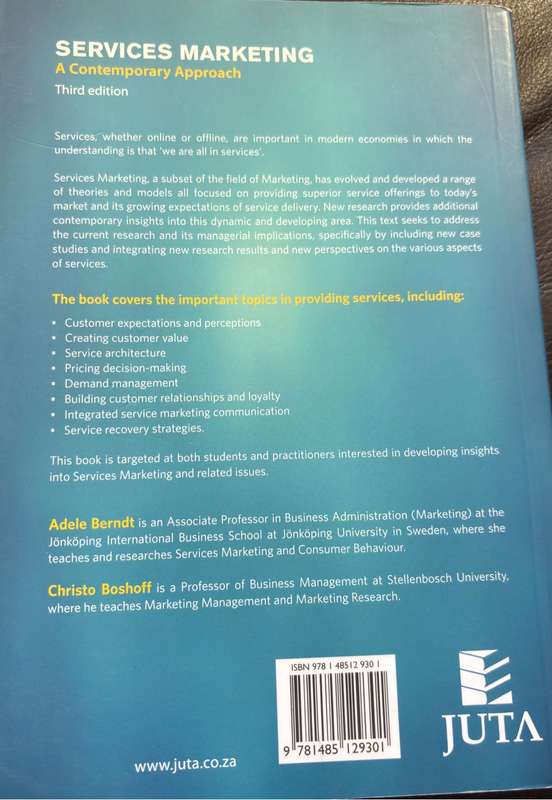 Service Marketing A Contemporary Approach Editors Adele Bernstein