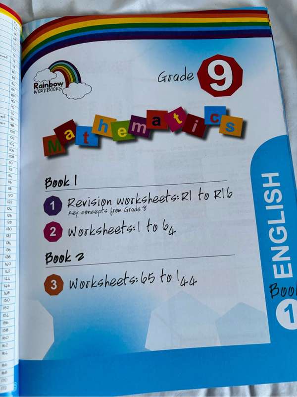 Two books Mathematics in English Grade 9 Book 1 and Book 1
