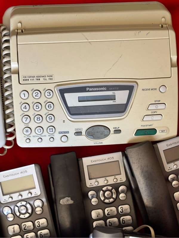 Easy Touch 405 Telephone lot of 5, Plus Panasonic KX-FT72 fax machine Vintage