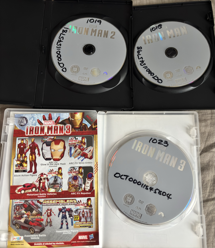 Iron Man DVD Lot 1,2 & 3 Collection