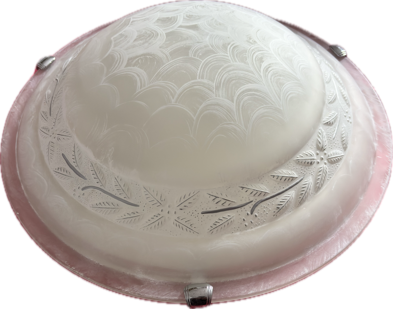 Ceiling Light Fixture Large 41cm Metal and Frosted Glass Patterns