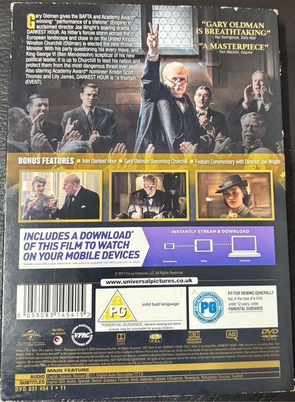 Movies x 4 DVDs Godfather part 2, English Patient, Gran Torino & Darkest Hour