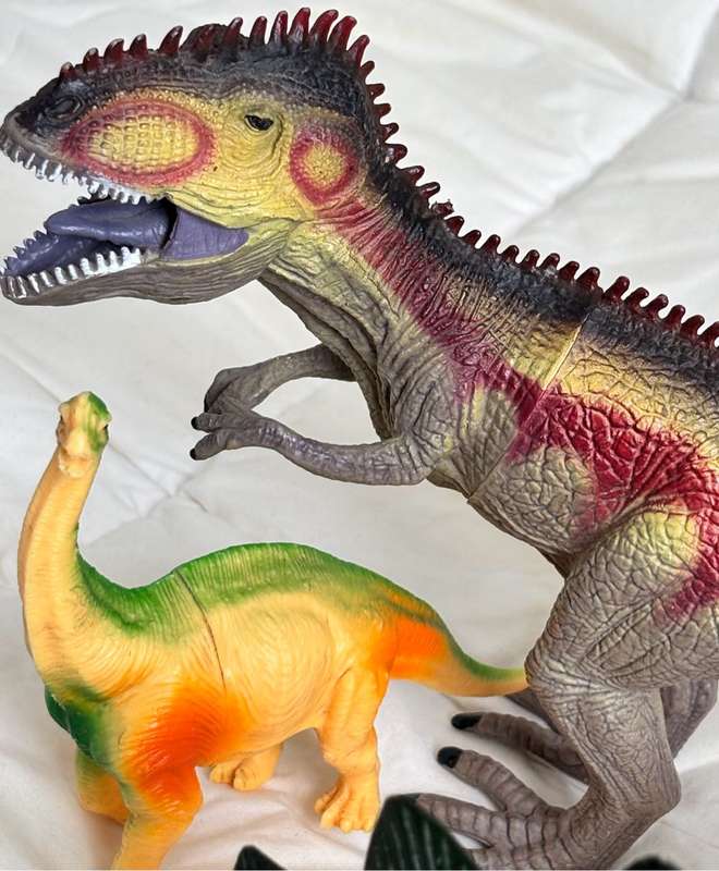 Dinosaurs Figures Stegosaurus 29cm x 13cm, Gigantosaurus 30cm x 14cm, Triceratops & Brontosaurus