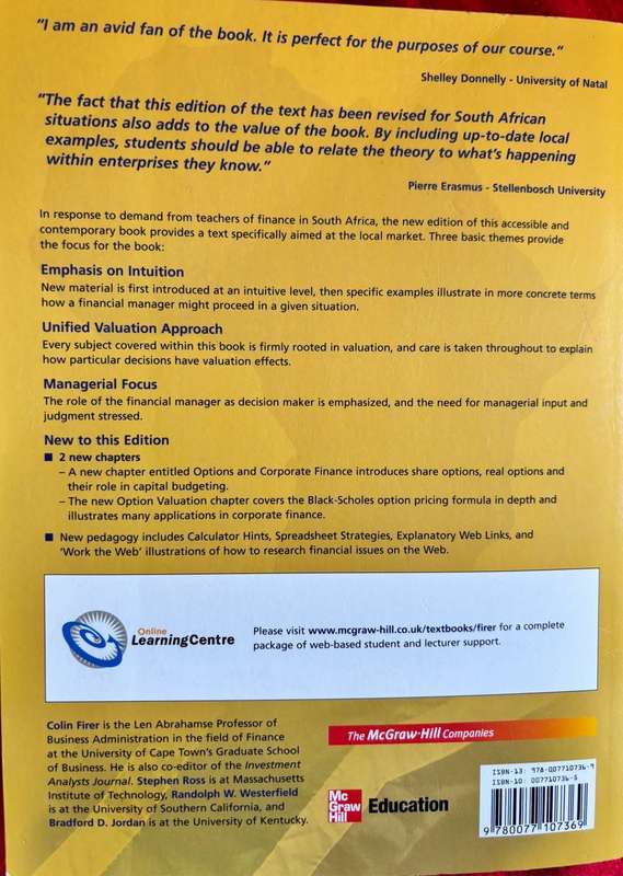 Fundamentals of Corporate Finance 3rd South African Edition  Firer, Ross, Westerfield, Jordan