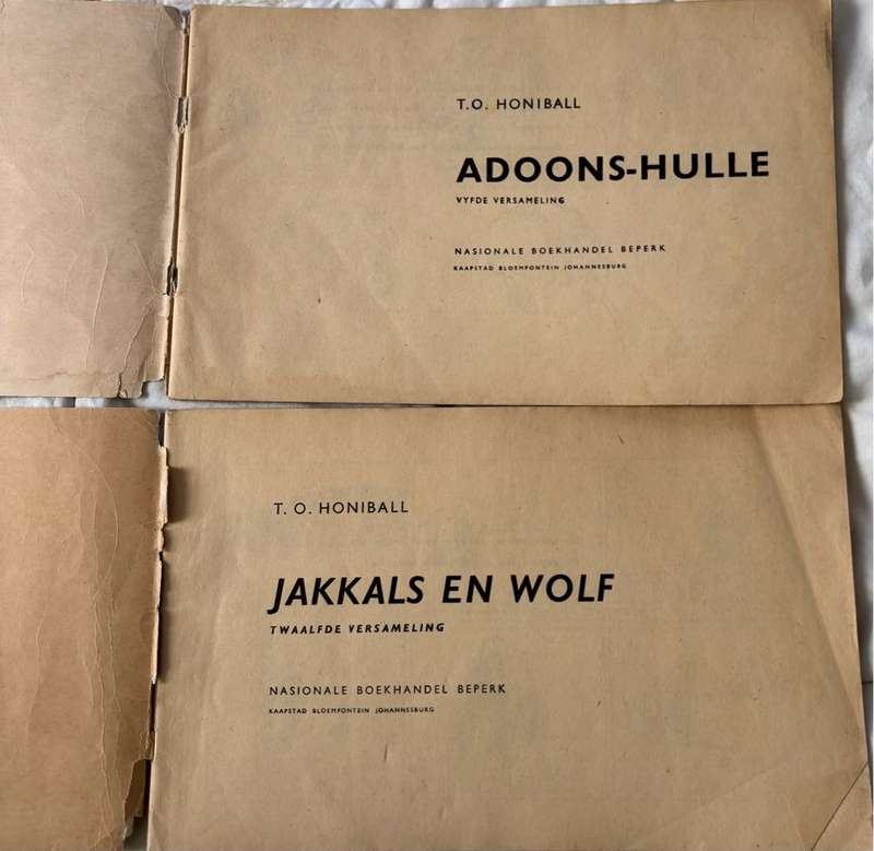Old Comics deur Honiball Adoons-Hulle no.5 & Jakkals en Wolf no.12 Collectable Rare