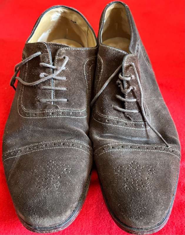 Elegant Goodyear Welted Brown Suade Mens Size 13 Shoes