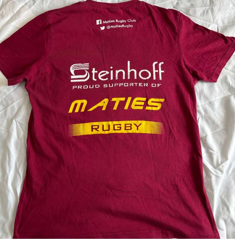 Maties Steinhof print t-shirt red size medium Rugby