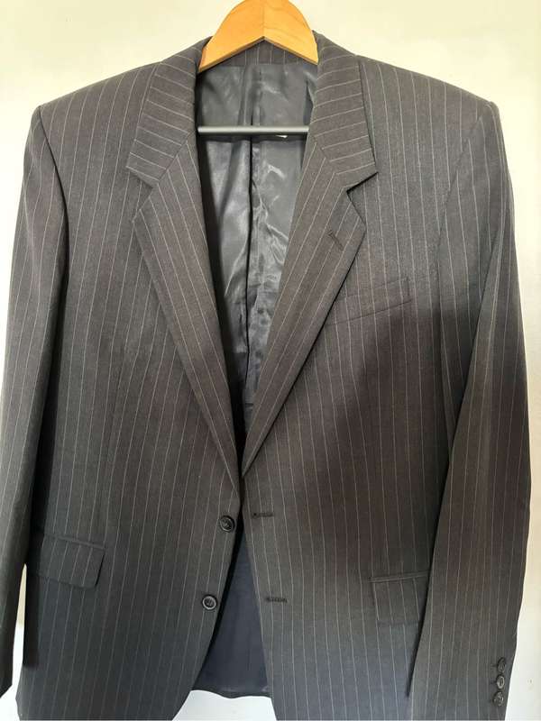Dormeuil London Pin Stripe Suit Jacket/Blazer Dark Grey 44R