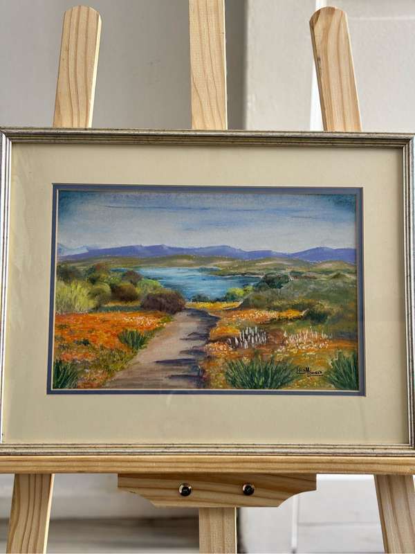 Painting by Lois Shield Spring Flowers in Pastel 32cm x 41cm with Frame