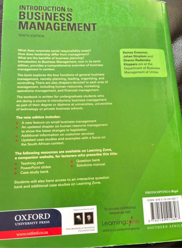 Introduction to Business Management by Barney Erasmus, Johan Strydom