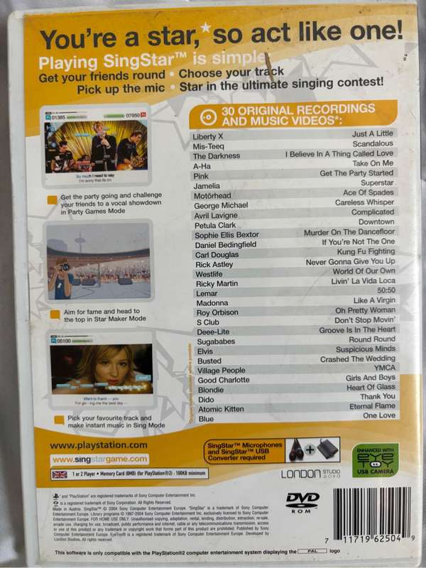 Play Station 2 Combo Singstar and Singstar Rocks Both with manual