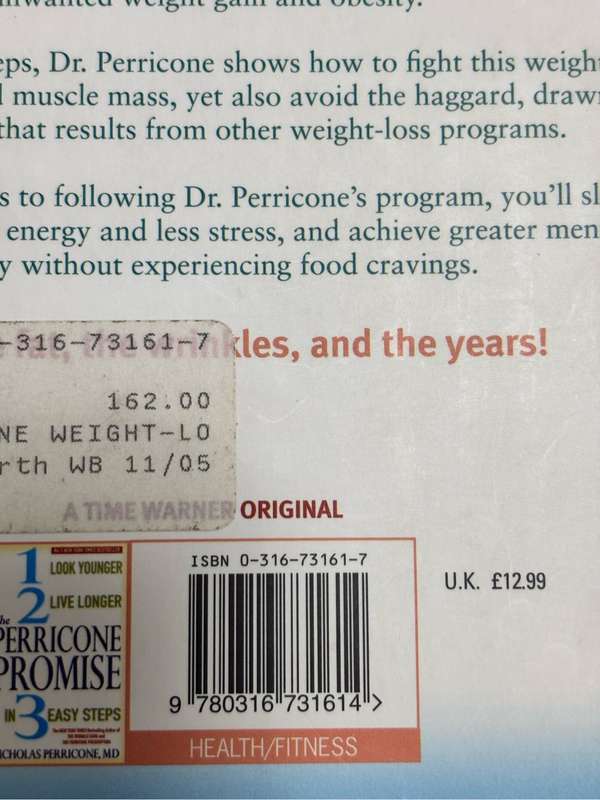 The Perricone Weight-Loss Diet Dr Nicholas Perricone 1st Edition 2005
