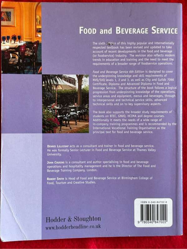 Food and Beverage Service 6th Edition Dennis Lillicrap, John Cousins