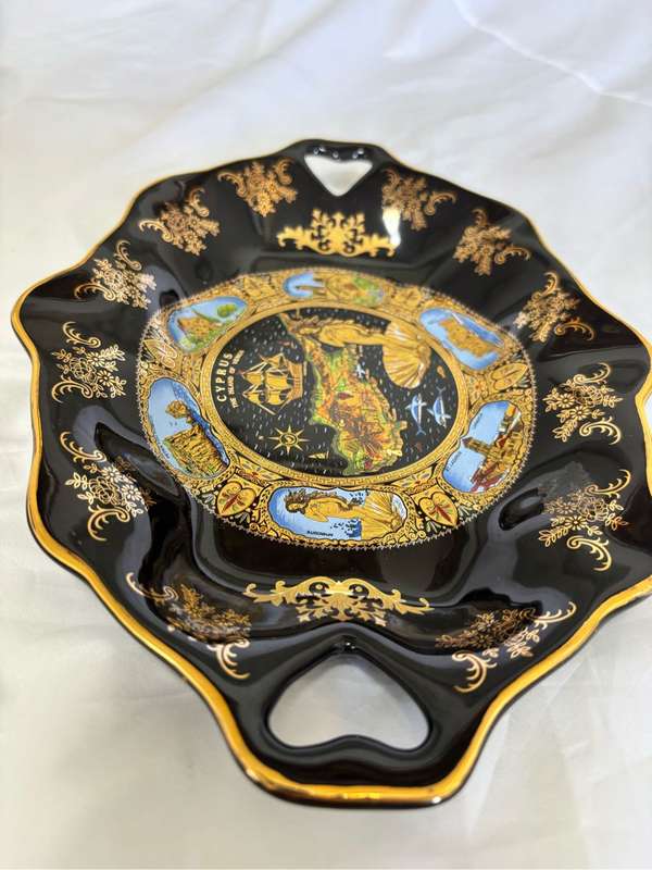 Platter Cyprus Handmade in Greece 24 Carat Gold 20cm x 27cm